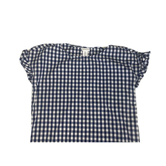 Tabitha Webb Womens 6 Small Gingham Shift Dress Mini Short Blue White Ruffles - Picture 2 of 4
